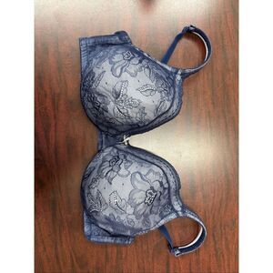 Cacique Navy Lace Lightly Lined Full Coverage Bra Size 42DD